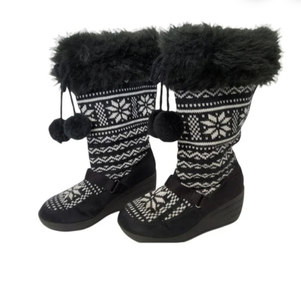 Womens Red Camel "Summit" Faux Fur Trim Wedge Boots